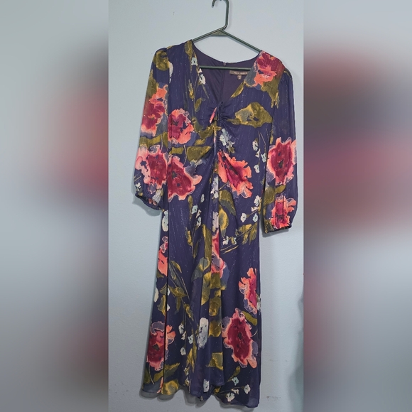 julia jordan Dresses & Skirts - Julia Jordan Navy Floral Long Sleeve Midi Dress 12 Cottagecore Girlhoodcore